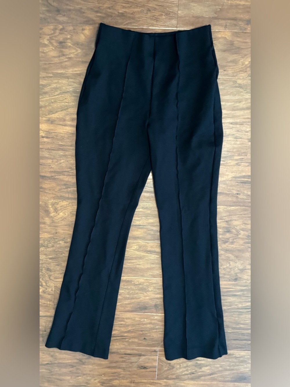 SPANX Micro Flare Perfect Pants Black Ponte Knit Front Seams Career Office Med